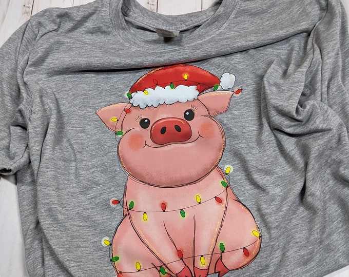 Christmas Pig Shirt with Glasses Funny Christmas Shirt