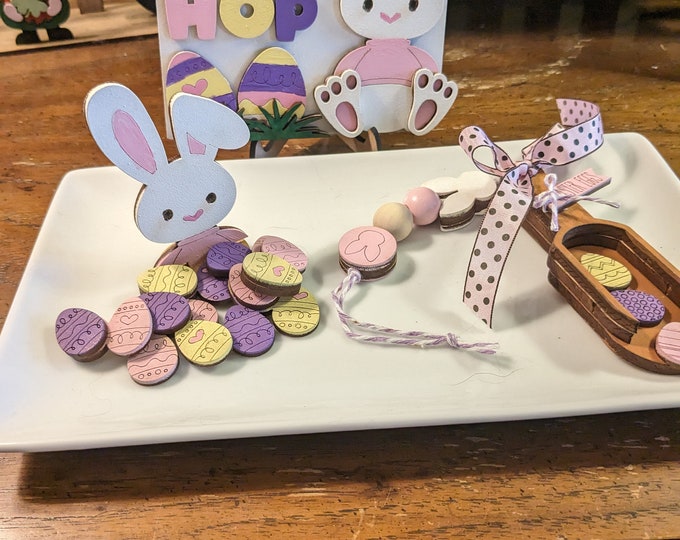 Easter Tiered Tray Decor DIY Kit Gumball or Jar Filler and Scoop with Garland