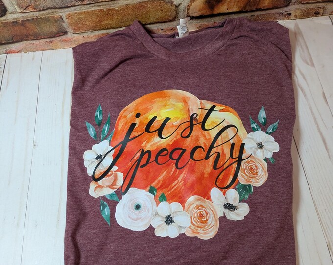 Just Peachy Watercolor with Florals  Print  Tee or Sweatshirt