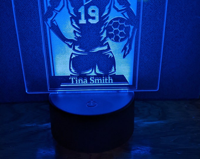 LED Soccer Night Light Personalized Male or Female with Name and Number