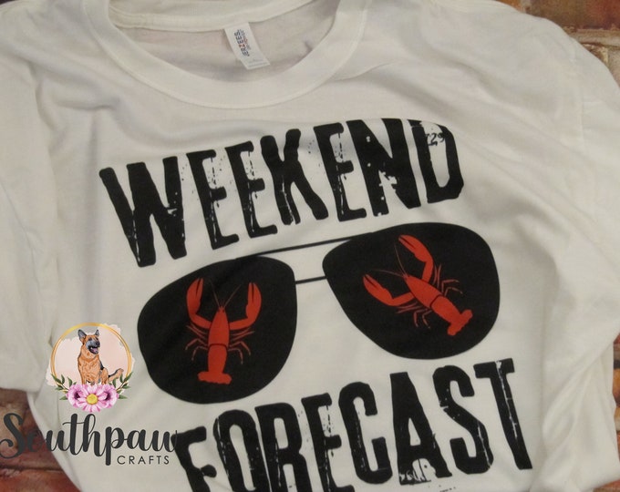 Crawfish Shirt Weekend Forecast Crawdad on Sunglasses for Crawfish Boil and BBQ