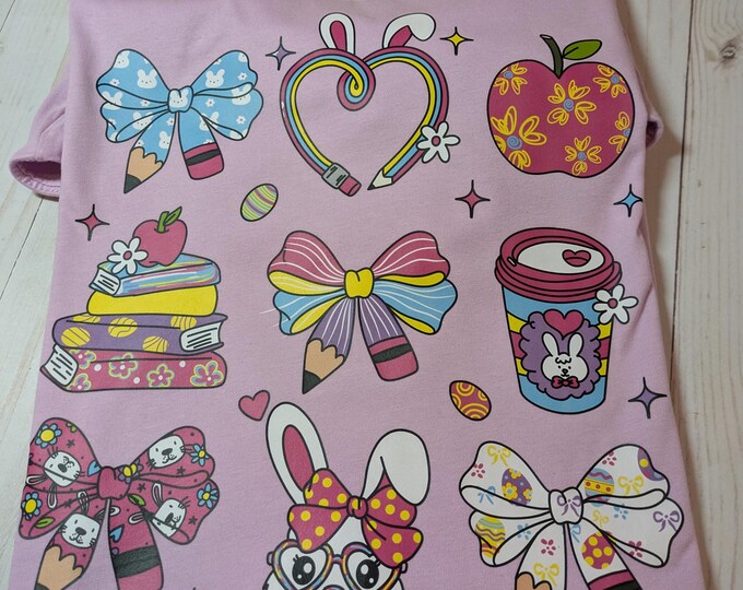 Coquette Easter Teacher Shirt with Bows