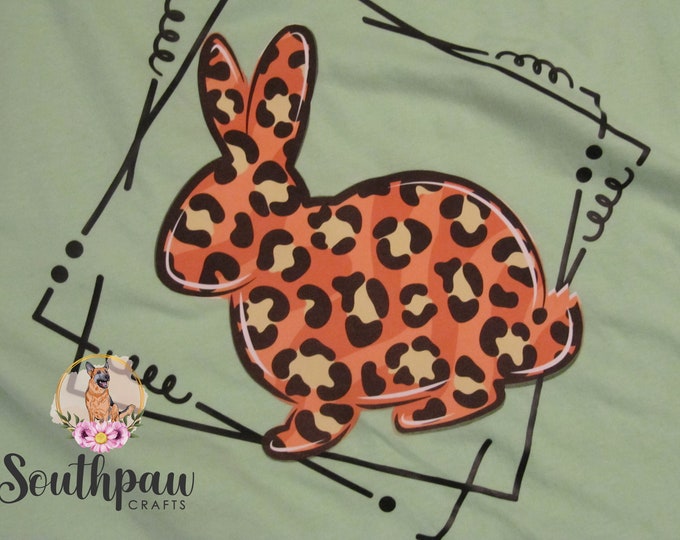 Leopard Print Bunny Shirt for Easter For Women and Moms
