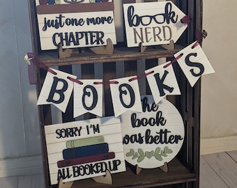 Book Nerd Tiered Tray Classroom Decor for Teachers in a Kit or Completed Set