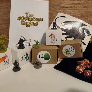 Gaming Advent Calendar Minatures Dungeons and Dragons RPG Themed for Adults or Children