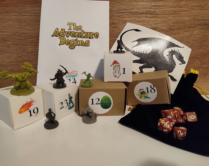 Gaming Advent Calendar Minatures Dungeons and Dragons RPG Themed for Adults or Children