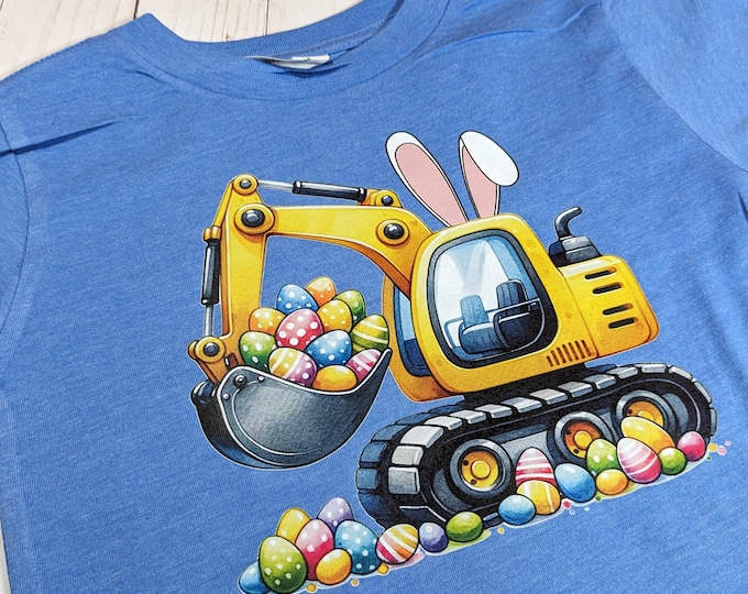 Easter Backhoe Construction Easter Youth or Toddler Shirt