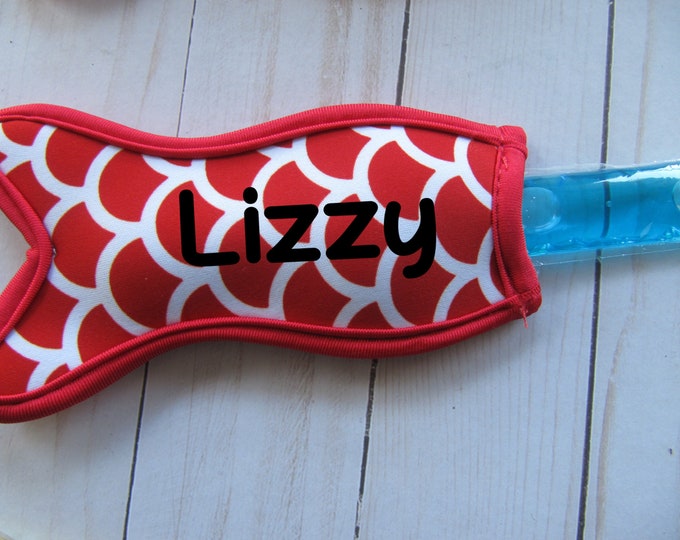 Personalized Mermaid Tail Popsicle Holder for Freeze Pops Ice Pops Yogurt Tubes for Toddlers Children Adults Birthday Party Favor Summer Fun