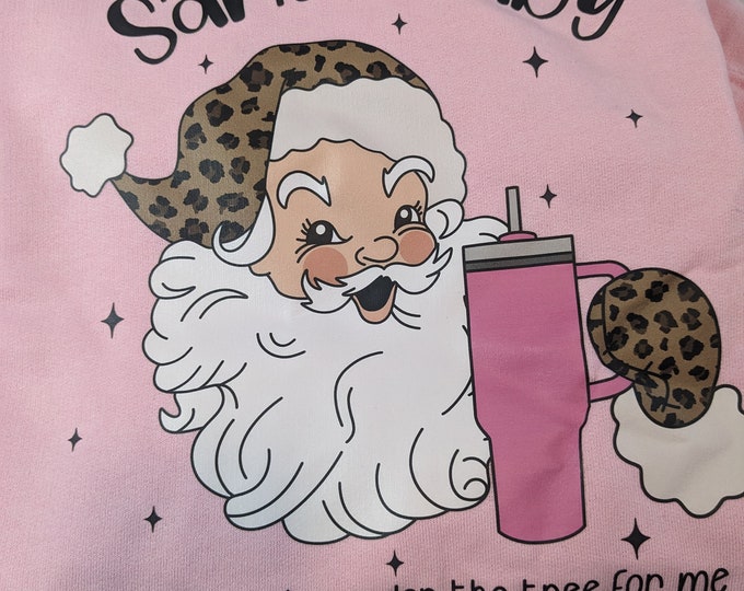 Santa Baby Put a Tumbler Under the Tree For Me Christmas Shirt With Leopard Print