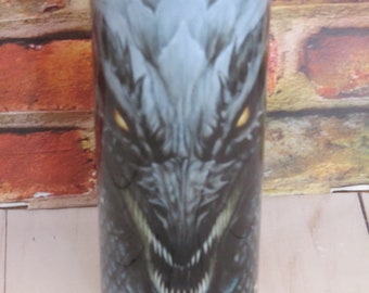 Dragon Face with Scales 20 oz Skinny Tumbler - Black and Gray - Insulated for Hot and Cold Beverages