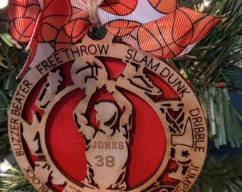 Personalized Basketball Ornament with Player's Name and Number or Favorite Team