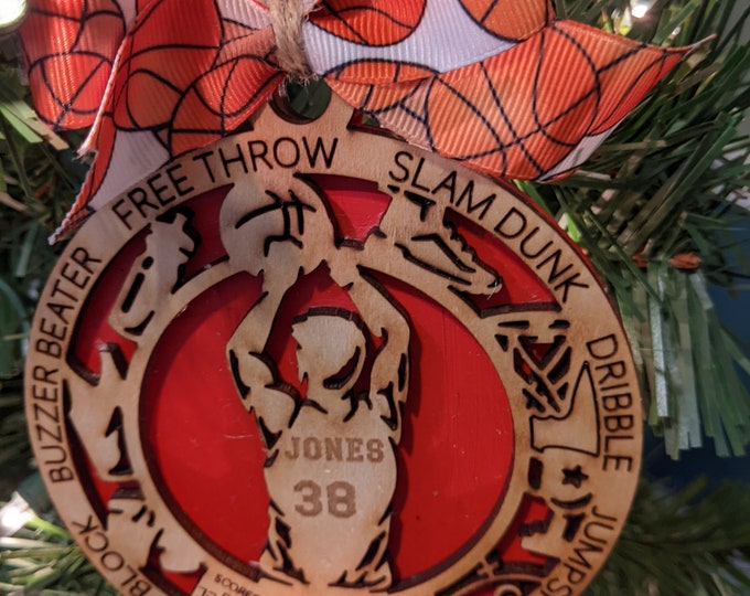 Personalized Basketball Ornament with Player's Name and Number or Favorite Team