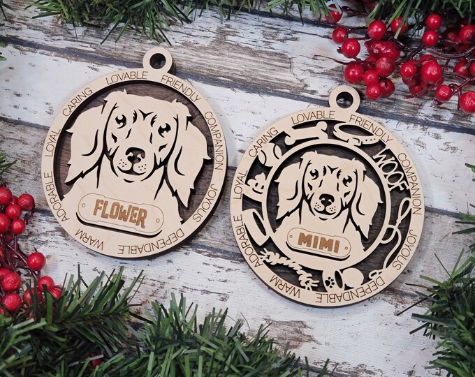 Personalized Dachshund  Dog Breed Ornament with Dog Name or Pet Memorial on a Christmas Tree