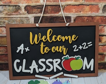 Seasonal Classroom Door Sign - Teacher Sign, Classroom Decor, Welcome to Our Class, Interchangeable Sign, Teacher Gift