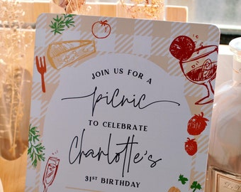 Birthday Picnic Invite, Digital Invite, Printed Birthday Invite, Outdoor Birthday Invite, Summer Birthday Invitation
