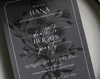 Death to 20s Birthday Invite, RIP Twenties Birthday Invite, RIP to Youth, Digital Invite, Printed Invite