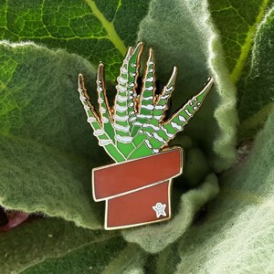 Zebra Plant Haworthia Succulent Enamel Pin image 4