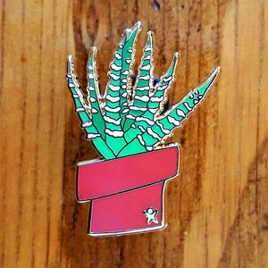 Zebra Plant Haworthia Succulent Enamel Pin image 7