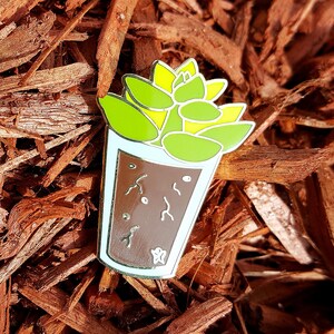 Summer Glass Succulent Pin Seasonal Succulents in Cups Enamel Pin Succs in Cups Plant Pin image 2