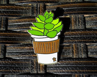 Fall Coffee Cup Succulent Pin | Seasonal Succulents in Cups Enamel Pin | Autumn Succs in Cups | Plant Pin