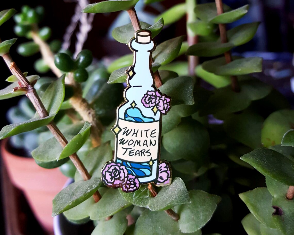 White Woman Tears Enamel Pin Etsy