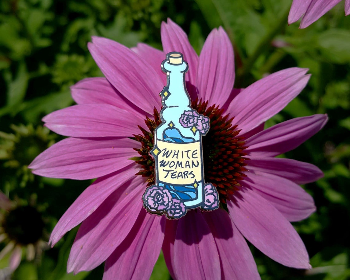 White Woman Tears Enamel Pin Etsy