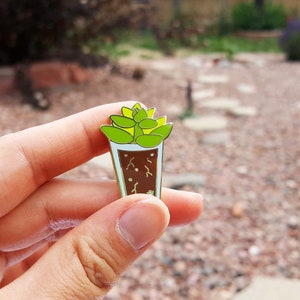 Summer Glass Succulent Pin Seasonal Succulents in Cups Enamel Pin Succs in Cups Plant Pin image 3