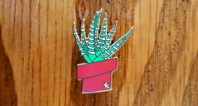 Zebra Plant Haworthia Succulent Enamel Pin image 7