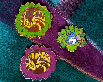 Fantasy Nature Pins | Enamel Pins with Succulents | Catbus, Set of 3