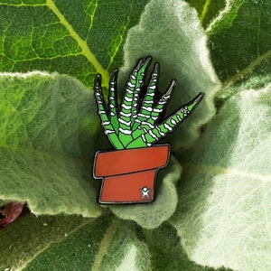 Zebra Plant Haworthia Succulent Enamel Pin image 5