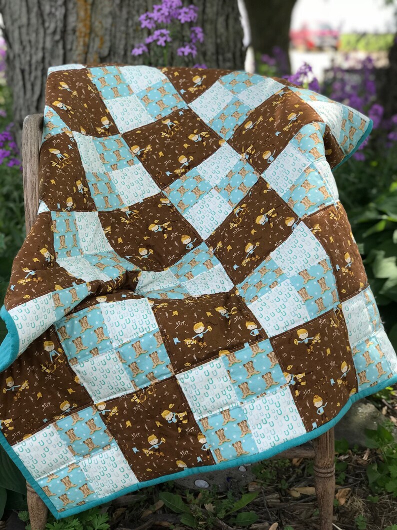 Cowboy Cowboy Quilt Baby Boy Quilt Handmade Quilt-One of a Kind Baby Shower Gift Western
