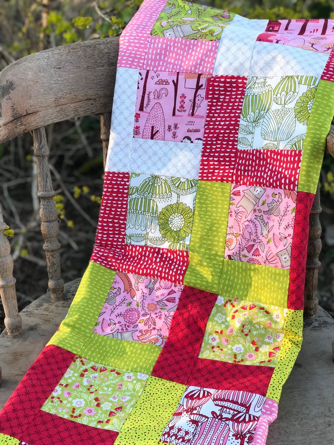 Green Baby Quiltpink Baby Quilt Stroller Quilt Baby Girl Quilt Baby