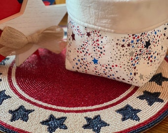 Patriotic fabric basket - 4th of July Decor - Patriotic Decor