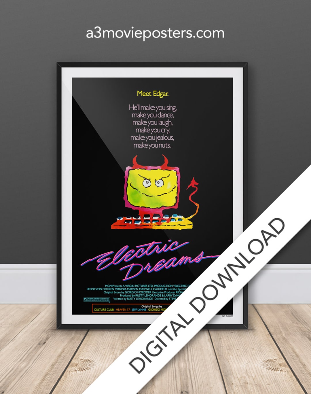 Electric Dreams Movie Poster Digital Download, A3 Tabloid, Printable