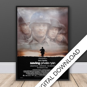 Saving Private Ryan Movie Poster - Digital Poster Download, 300dpi Jpeg, A3 and Tabloid Size, War Movie Posters