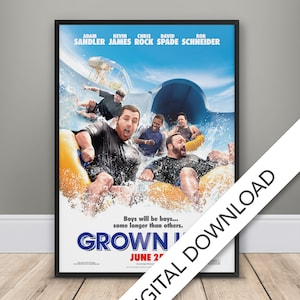 Grown Ups Movie Poster - 2000 - Digital Download, Movie Poster, Printable Wall Art Print, Printable Art, Digital Print, Adam Sandler