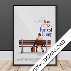 Forrest Gump Movie Poster - Digital Poster Download, Replica Poster, Tom Hanks, 300dpi Jpeg, A3 and Tabloid Size, 90's Movie Posters