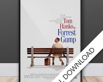 Forrest Gump Movie Poster - Digital Poster Download, Replica Poster, Tom Hanks, 300dpi Jpeg, A3 and Tabloid Size, 90's Movie Posters