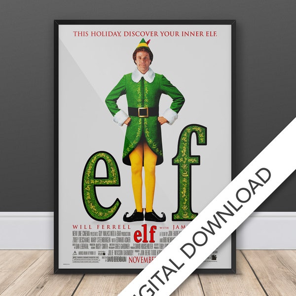 Elf - Movie Poster - Digital Poster Download, 300dpi Jpeg, A3 and Tabloid Size, 00's Movie Posters