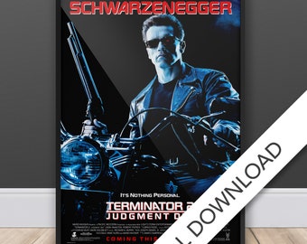 Terminator 2: Judgment Day - Movie Poster - Digital Poster Download, 300dpi Jpeg, A3 and Tabloid Size, 90's Movie Posters