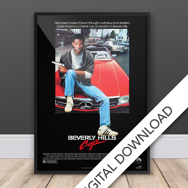 Beverly Hills Cop - 1984 - Movie Poster - Digital Poster Download, 300dpi Jpeg, A3 and Tabloid Size, 80's Movie Posters