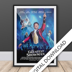 Póster de El gran showman: descarga digital, póster de película, impresión digital, ideas para regalos, póster de pared imprimible, póster de tabloide A3