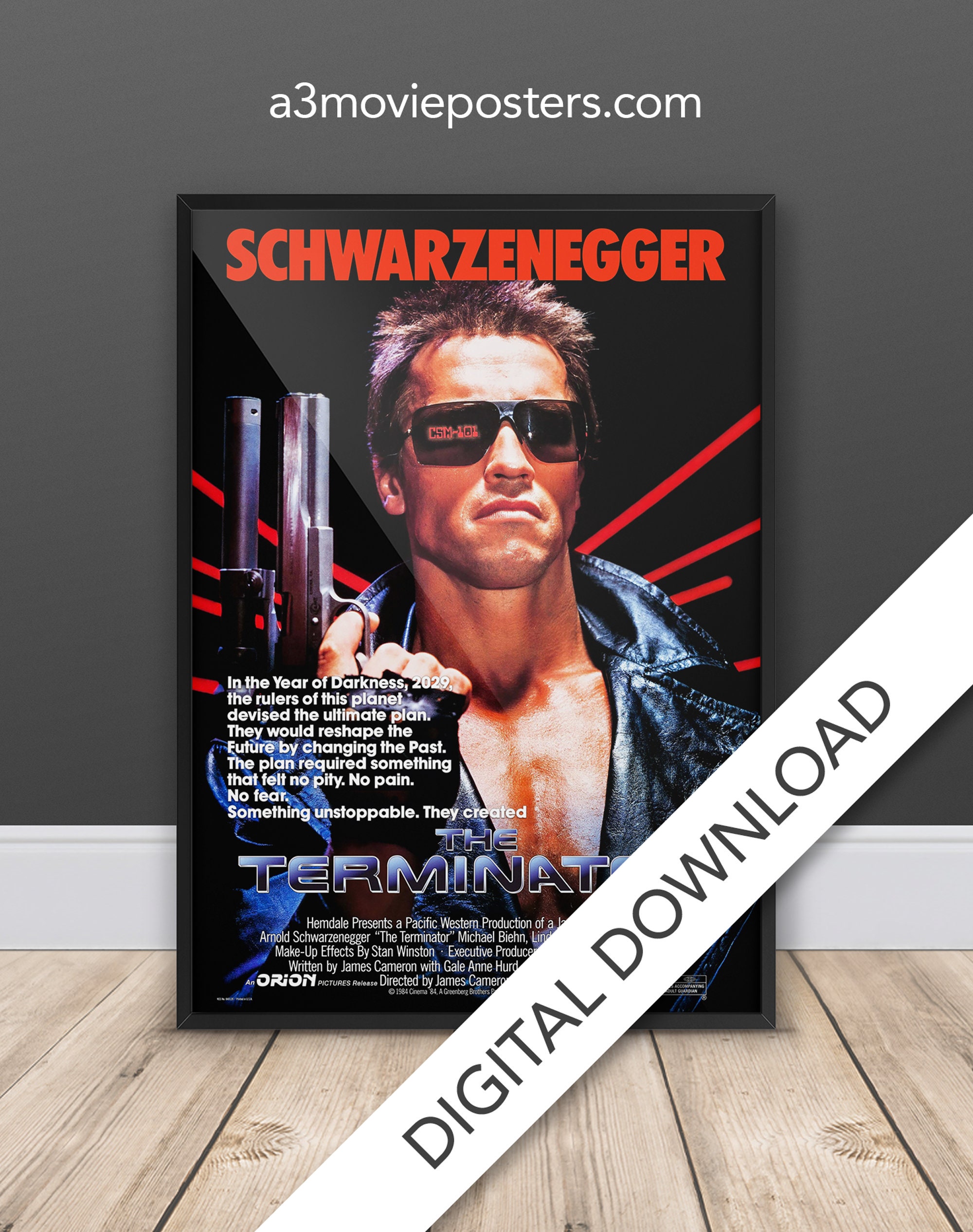 The Terminator Movie Poster Digital Poster Download, 300dpi Jpeg.