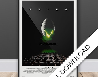 Poster Alien - Download digitale, poster del film Alien, stampa artistica da parete, arte stampabile, Jpeg 300dpi