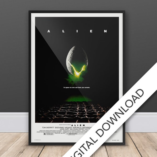 Alien Poster - Descarga digital, Alien Movie Poster, Printable Wall Art Print, Printable Art, 300dpi Jpeg