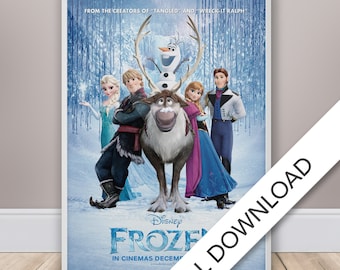 Frozen Movie Poster - Digital Poster Download, 300dpi Jpeg, A3 and Tabloid Size, Kids Movie Posters