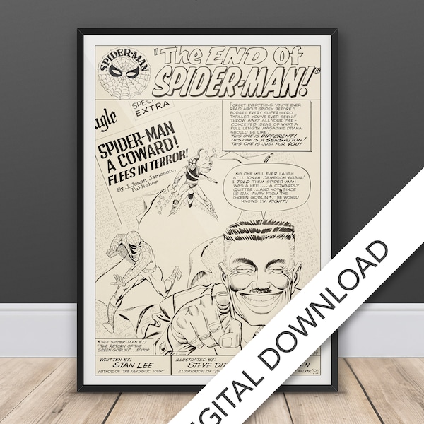 Amazing Spider-Man #18 Splash Page 1 Wall Decor - Digital Poster Download, 300dpi Jpeg, A3 and Tabloid Size, Marvel Posters, Comic Art