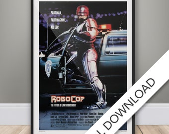 Poster del film Robocop - 1987 - Download digitale, Tabloid A3, Stampa artistica da parete stampabile, Poster del film degli anni '80, Stampa digitale