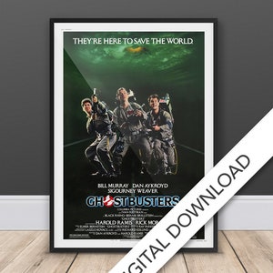 Ghostbusters Movie Poster - Digital Poster Download, 300dpi Jpeg, A3 and Tabloid Size, 80&#39;s Movie Posters