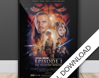 Star Wars: Episode I - The Phantom Menace Movie Poster - Digital Poster Download, 300dpi Jpeg, A3 and Tabloid Size, Movie Posters